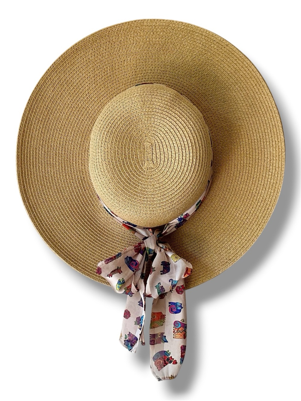 Laurel Burch Wide Brim Cat Print Sun Hat OS